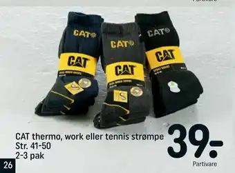 REMA 1000 CAT thermo, work eller tennis strømpe Str. 41-50 2-3 pak tilbud