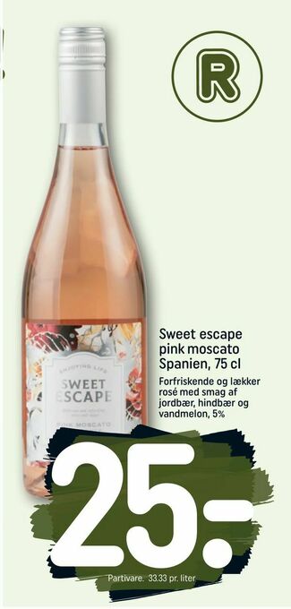 REMA 1000 Sweet escape pink moscato Spanien, 75 cl tilbud