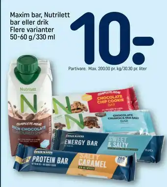 Maxim bar, Nutrilett bar eller drik