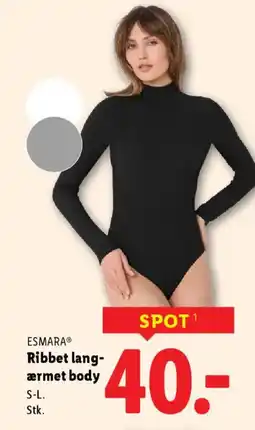 Lidl ESMARA® Ribbet lang- ærmet body tilbud