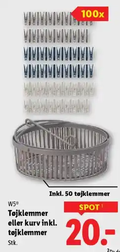Lidl W5 Tøjklemmer eller kurv inkl. Inkl. tøjklemmer tilbud