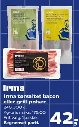 SuperBrugsen Irma fersk/tsaltet bacon eller grill pølser tilbud