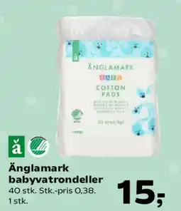 Kvickly Änglamark babyvatrondeller (cotton pads) tilbud