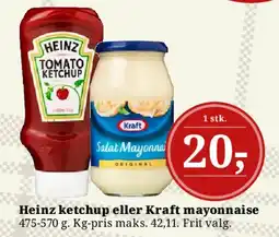 Dagli'Brugsen Heinz ketchup eller Kraft mayonnaise tilbud