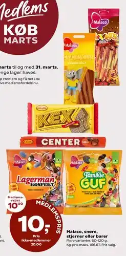 Dagli'Brugsen Malaco, snøre, stjerner eller barer tilbud