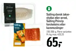 Føtex Salling dansk laksestykke / ørred / Princip torskeloins eller kammuslinger tilbud