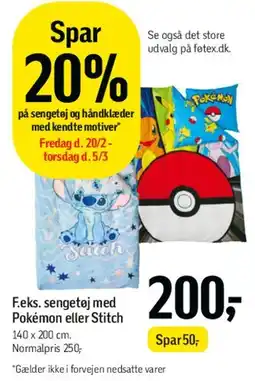 Føtex Sengetøj med Pokémon eller Stitch tilbud