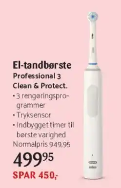 Kop & Kande El-tandbørste Professional 3 Clean & Protect tilbud