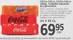 MENY Coca-Cola / Coca-Cola Zero / Tuborg Squash / Fanta (24 x 33 cl) tilbud