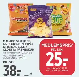 MENY Malaco slikposer / Cloetta Påskeskum tilbud