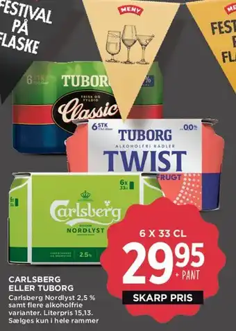 MENY Carlsberg eller Tuborg (6 x 33 cl) tilbud