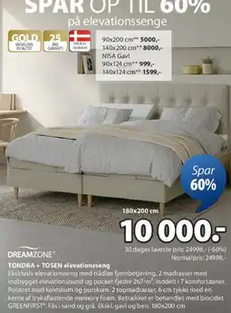 JYSK DREAMZONE TONDRA + TOSEN elevationsseng tilbud