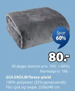 JYSK GULSKOLL fleece-plaid tilbud