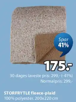JYSK STORTRYFLE fleece-plaid tilbud