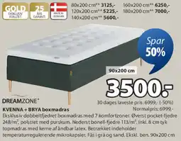 JYSK DREAMZONE KVENNA + BRYA boxmadras (90x200 cm) tilbud