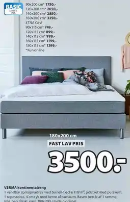 JYSK VERMA kontinentalseng tilbud