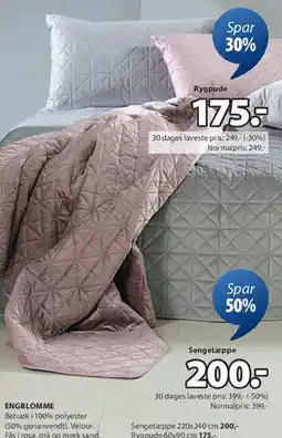 JYSK ENGBLOMME sengetæppe tilbud