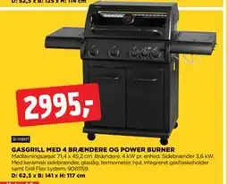 jem & fix GASGRILL MED 4 BRÆNDERE OG POWER BURNER tilbud