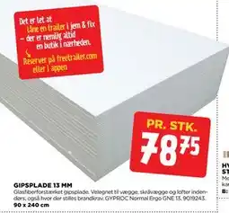 jem & fix GIPSPLADE 13 MM tilbud