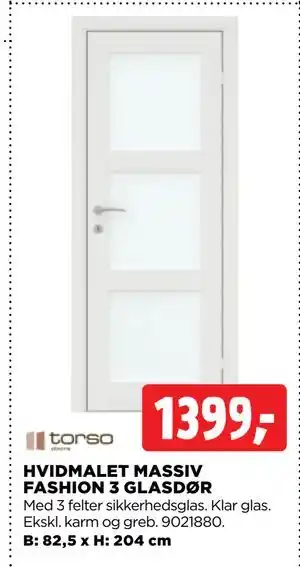 jem & fix HVIDMALET MASSIV FASHION 3 GLASDØR tilbud