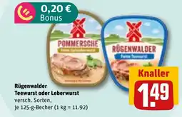 REWE DE RÜGENWALDER Teewurst oder leberwurst tilbud