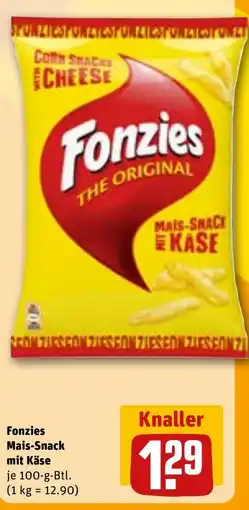 REWE DE FONZIES Mais-snack mit käse tilbud