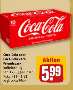 REWE DE Coca-Cola oder Coca-Cola Zero Friendspack tilbud
