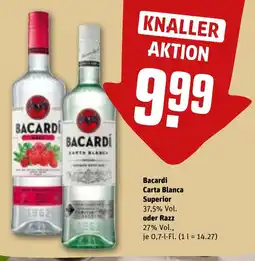 REWE DE Bacardi Carta Blanca Superior oder Razz tilbud