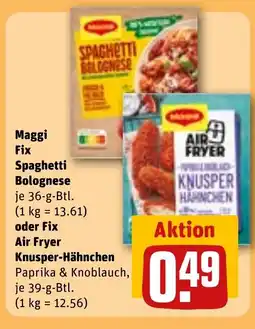 REWE DE Maggi Fix Spaghetti Bolognese oder Fix Air Fryer Knusper-Hähnchen tilbud