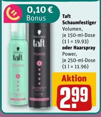 REWE DE Taft Schaumfestiger oder Haarspray tilbud