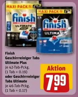 REWE DE Finish Geschirrreiniger Tabs Ultimate Plus oder Geschirrreiniger Tabs Ultimate tilbud