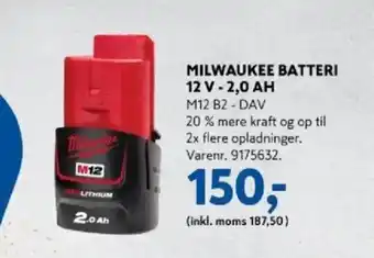 Milwaukee batteri 12 V-2.0 Ah