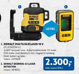 Davidsen DEWALT Multilinjelaser 18 v , 2. DEWALT DE0892G-XJ Laser detektor tilbud