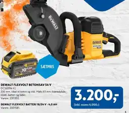 Davidsen DEWALT Flexvolt betonsav 54 v , DEWALT Flexvolt batteri 18/54 v - 4,0 ah tilbud