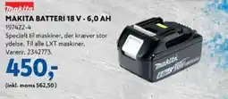 Davidsen Makita batteri 18 v-6,0 ah tilbud