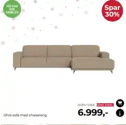 Møblér Ohio sofa med chaiselong tilbud