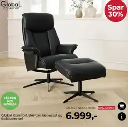 Møblér Global Comfort Benton lænestol og fodskammel tilbud