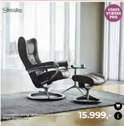 Møblér Stressless Wing lænestol og fodskammel med Signature tilbud