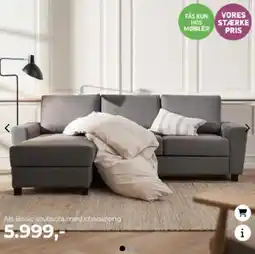 Møblér Als Basic sovesofa med chaiselong tilbud