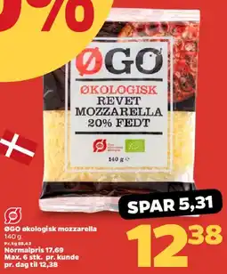 Netto ØGO økologisk revet mozzarella 20% fedt tilbud
