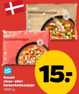 Netto Nemt okse- eller hønsekødsuppe tilbud