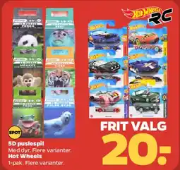 Netto FRIT VALG (Hot Wheels / 5D puslespil) tilbud