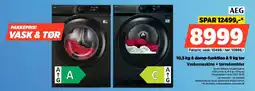 Power AEG & damp-funktion & 9 kg tør Vaskemaskine + tørretumbler tilbud