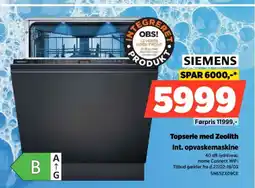 Power Siemens topserie med zeolith int. opvaskemaskine tilbud