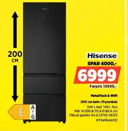 Power Hisense MetalTech & WiFi køle-/fryseskab tilbud