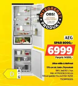 Power AEG Ultra-stille & NoFrost 178 cm int. køle-/fryseskab tilbud