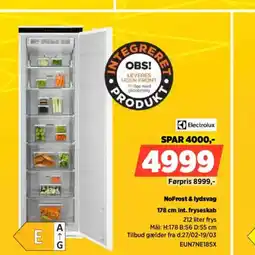 Power Electrolux nofrost & lydsvag int. fryseskab tilbud