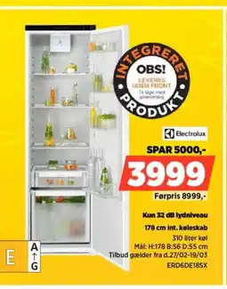 Power Electrolux Kun 32 dB lydniveauint. køleskab tilbud