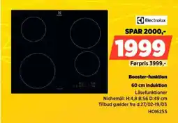 Power Electrolux Booster-funktion induktion Låsefunktioner tilbud