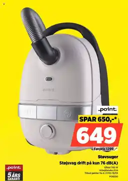 Power Point. støvsuger støjsvag drift på kun 76 db(a) tilbud